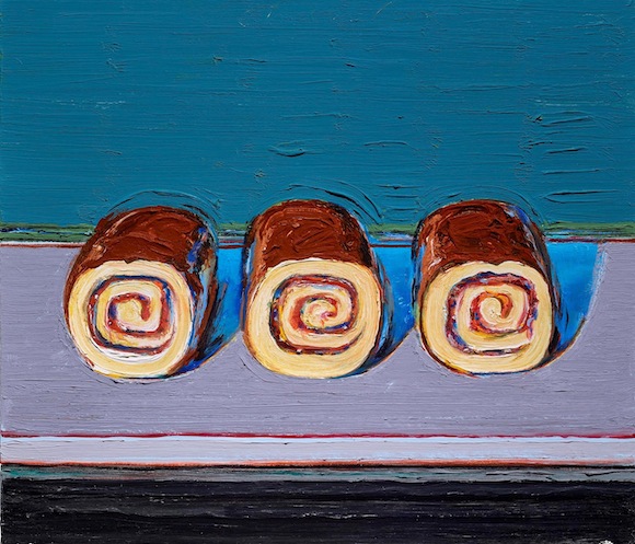 Wayne Thiebaud, Jelly Rolls (for Morton), 2008, oil on canvas, the Frank and Michelle Hevrdejs Collection. © Wayne Thiebaud / Licensed by VAGA, New York, NY