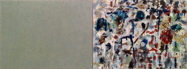 Stephen Battle, As Stone and Water Drink, 2015, oil on canvas, 36”x96”