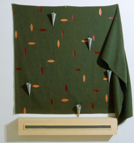 Untitled, 1992, oil on wool blanket, birch plywood, aluminum screen and cones, 75 x 62 x 9 in., San Antonio Museum of Art
