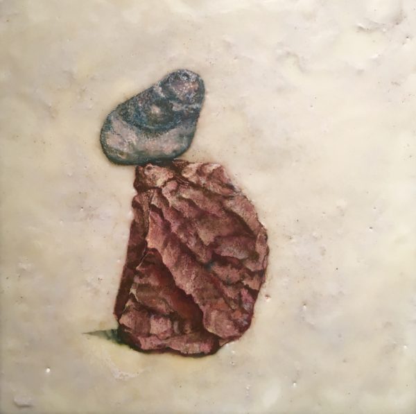 Janet Chaffee, Reenchantment of The World #2, Encaustic with dry pigment (CaCO3) on panel, 24 x 24"