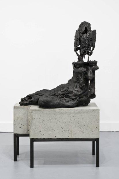 Lionel Maunz, New Mother / You Must Increase As I Must Decrease, 2017. Concrete, steel, and iron. 62 x 36 1/4 x 18 inches.
