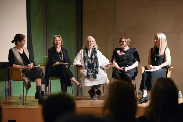 “Off the Pedestal: Women Artists in Art Museums,” featuring Connie Butler, Elizabeth A. Sackler, Lynda Benglis, Jenni Sorkin, and moderator Leigh Arnold, February 11, 2017, Nasher 360 Lecture Series. Photo: Kristina Bowman, courtesy of the Nasher Sculpture Center.