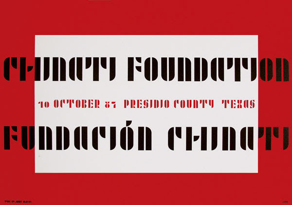 Inauguration poster designed by Donald Judd with typeface by Josef Albers, 1987. © Judd Foundation / Artists Rights Society (ARS), New York.