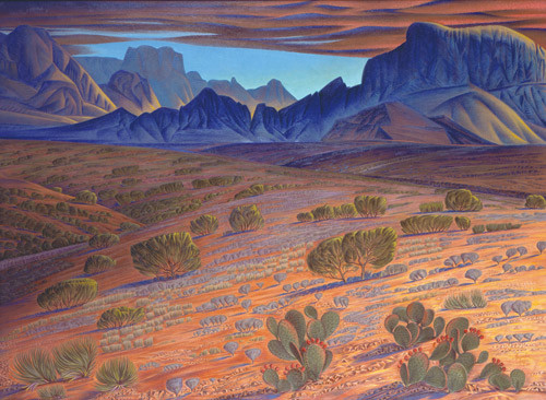 Alexandre Hogue, Chief Alsate's Profile, Big Bend, 1981, oil on canvas