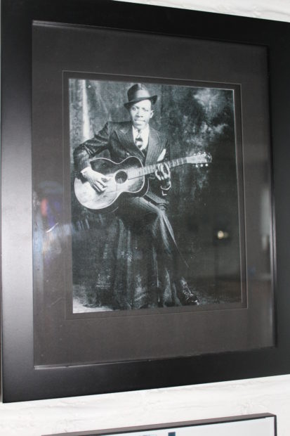 Robert Johnson With Guitar. One of two widely accepted images of the artist.