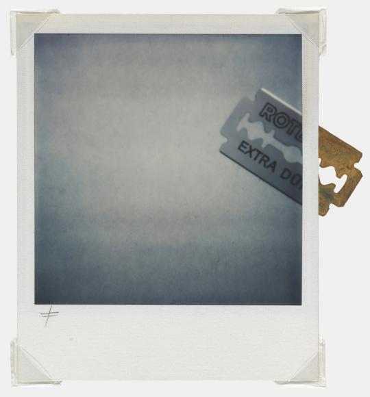 James Nitsch (b. 1952) Razor blade, 1976 Polaroid SX-70 Assemblage with razor blade