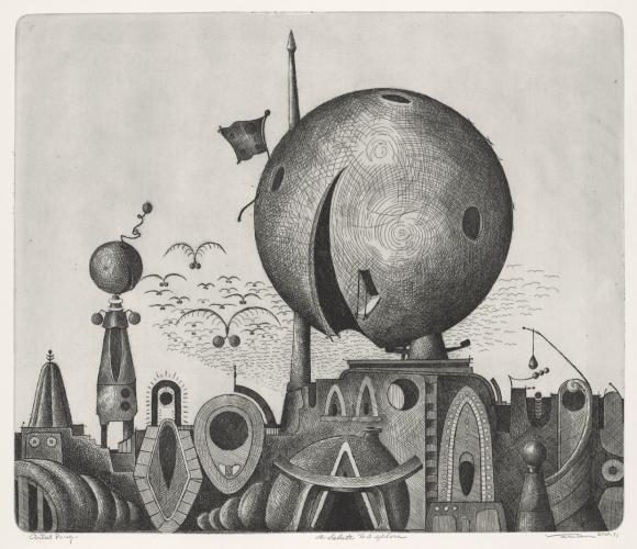 Valton Tyler (b. 1944) A Salute To a Sphere, 1971 Line etching 