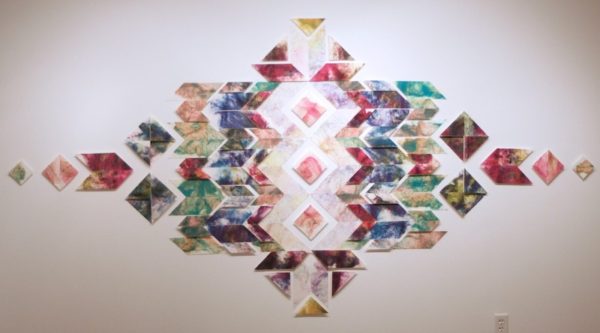 Casey Galloway, The Quilt, Handmade cotton paper, dye, and pins, Various dimensions, 2015