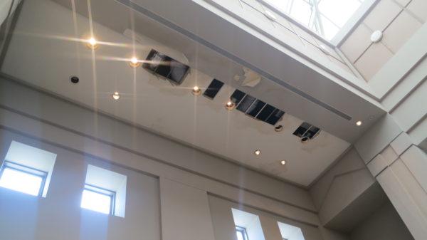 Ceiling damage at the Art Museum of Southeast Texas 