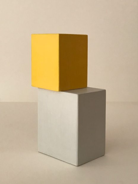 Jeff Kellar, Blocks (BYG1), 2017, resin, clay and pigment on wood, 9 x 2 1/2 x 3 in. 