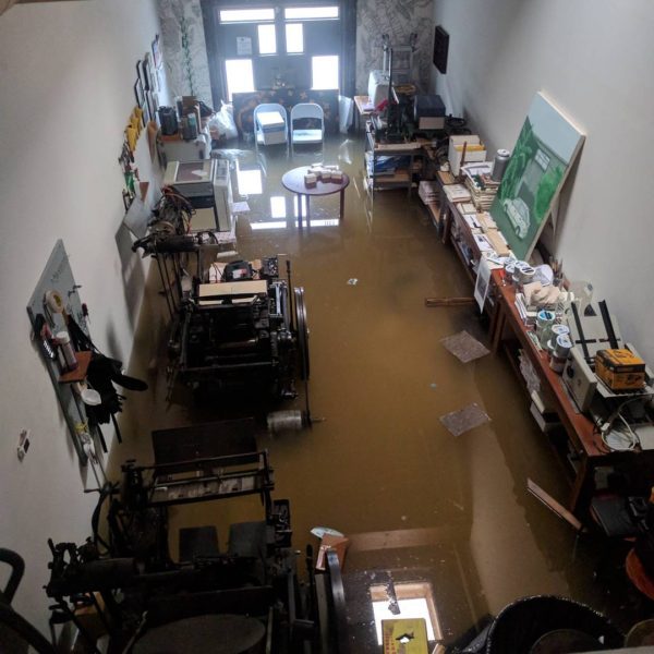 Sarah Welch and James Beard's studio during Hurricane Harvey (Image courtesy of Sarah Welch).