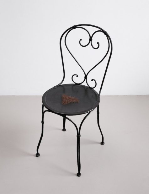 Jardin public, 1993. Painted wrought iron, wax, and pubic hair. 32 1/2 x 15 1/2 x 19 1/4 inches
