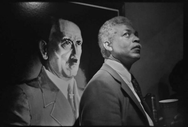 Adolf Hitler and Ben Kinchlow at the 700 Club, 1985, Gold tone silver gelatin, 20” x 24”