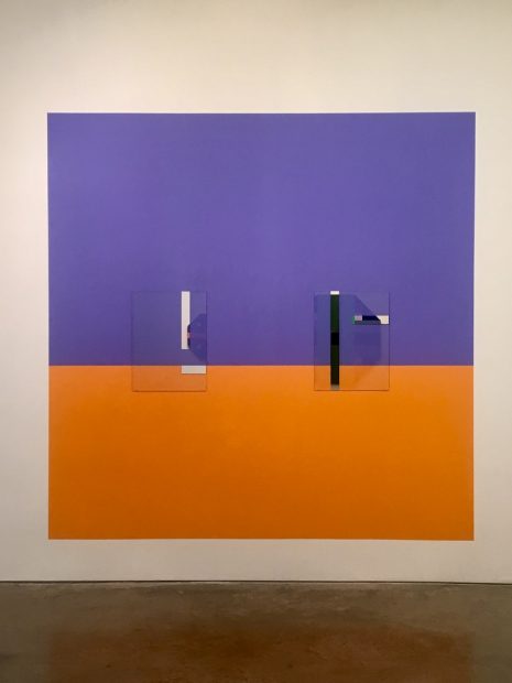 Houston Color-Space Initiative #2 and COEV Compositions #7 and #10; 2016, 2018; Interior enamel, acrylics and mirrored glass; 102.75 x 205.5 inches.