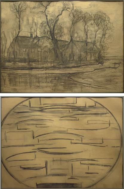 Piet Mondrian, Farm Near Duivendrecht (recto), The Sea (Ocean 2) (verso), c. 1905–14, charcoal on paper, Dallas Museum of Art, gift of Ann Jacobus Folz, 2017.