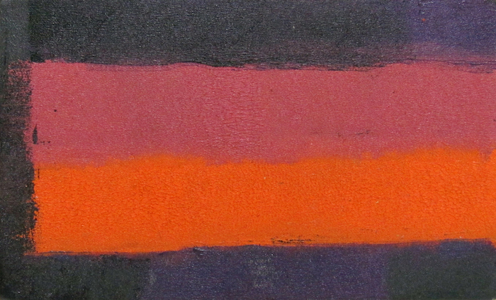 Untitled (Purple, Pink, Orange), 1959, oil on masonite, 4.75” x 7.75”, courtesy William Reaves-Sarah Foltz Fine Art LLC