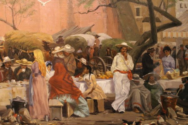 Thomas Allen, Market Plaza, oil on canvas (detail)