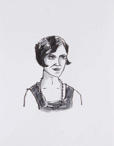 Portrait of Consuelo “Chelo” González Amézcua / Ink on paper Drawing by Mary Lawton