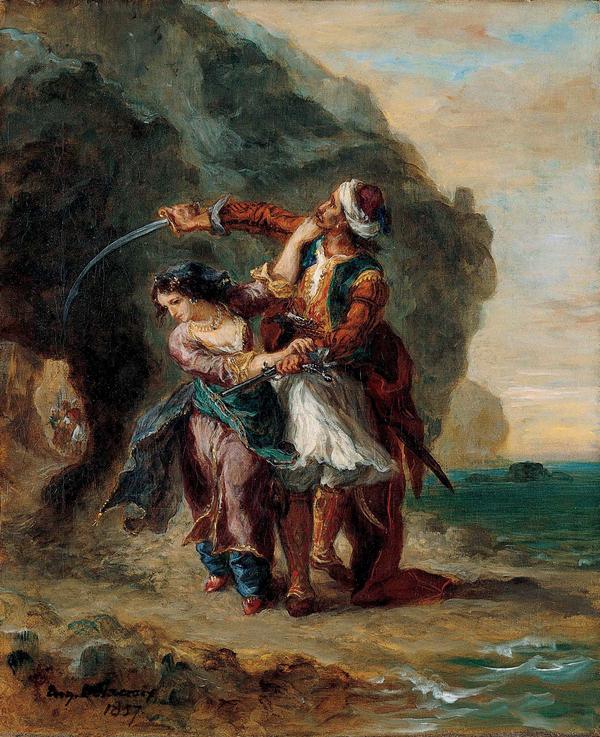 Selim and Zuleika, Eugène Delacroix, 1857, Oil on canvas, collection of the Kimbell