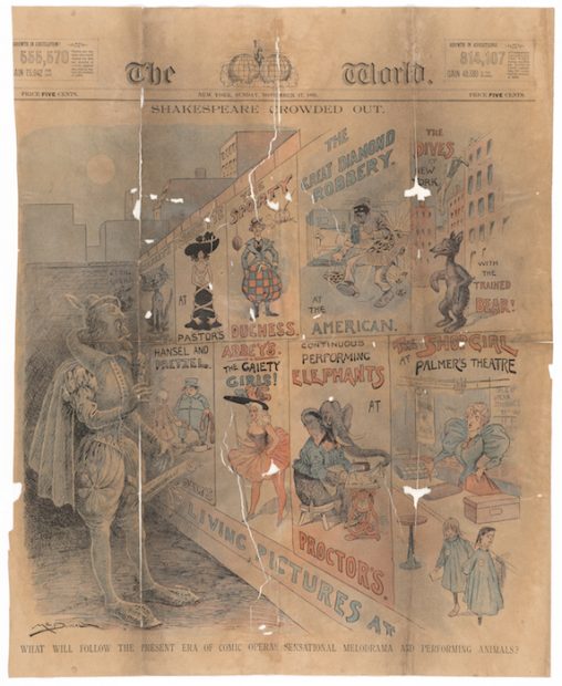 "Shakespeare Crowded Out" from the New York World, 1895. Tony Pastor Papers, Harry Ransom Center.