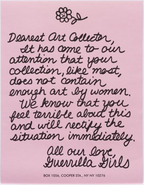 Guerrilla Girls letter to an art collector