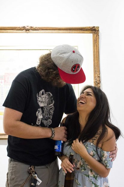 Image-from-the-opening of Anne Reese Hernandez's show at Gspot Gallery in Houston Patrick Hooyman and Stephanie-Ortega