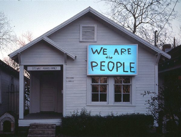 Sam Durant's installation, “We Are the People,” on view at Project Row Houses in 2003. Photo by Rick Lowe, courtesy Project Row Houses.