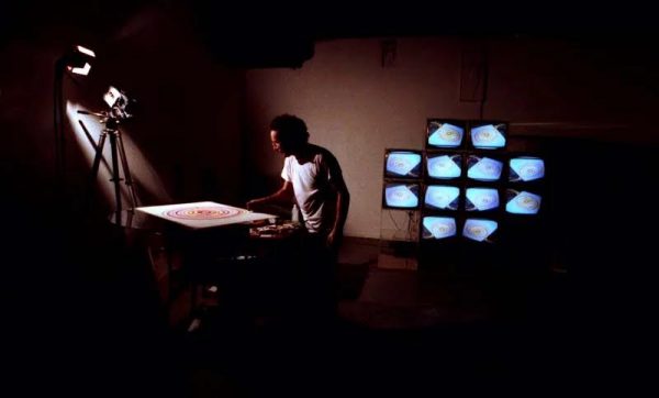 The late Houston artist Andy Mann with one of his spin paintings and video mandalas. From Ben DeSoto's portfolio, The Significance of Making Art