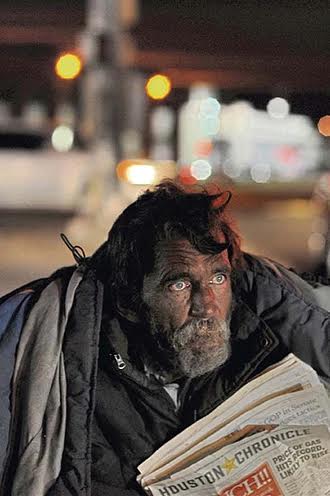 Barry Lives at Monroe and I-45. DeSoto's 2008 image of a homeless Houston man who eked out a living selling the Chronicle. 