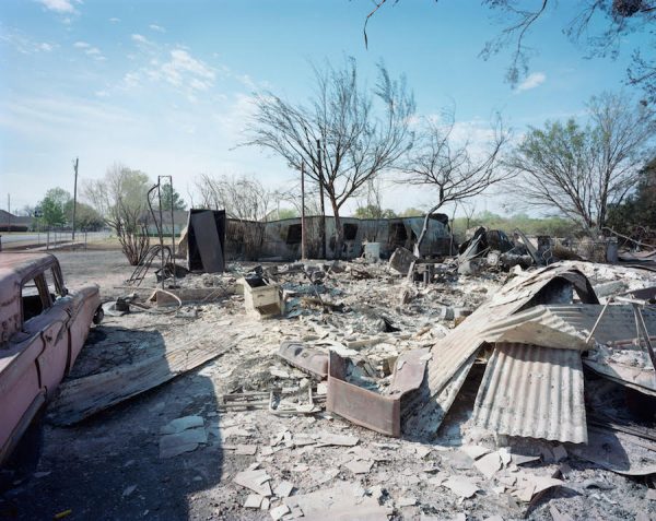 Luther Smith, Wildfire, Burnt Homes, Car, Montague County, Texas, April 2009