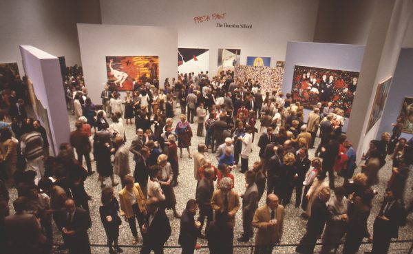 Opening reception for ‘Fresh Paint,’ January 1985, Museum of Fine Arts, Houston. Photo by Ben DeSoto