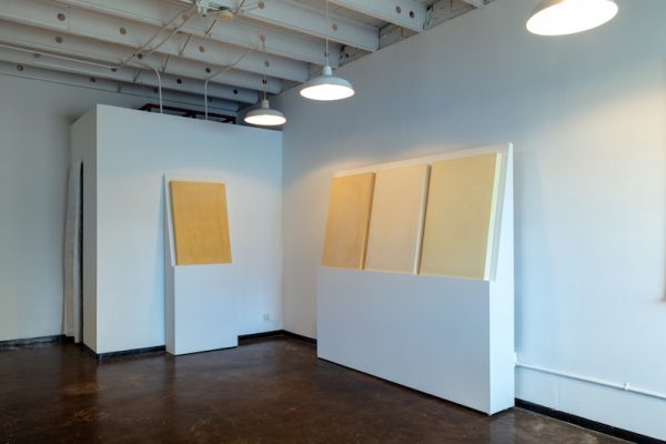 Installation shot of Thomas Feulmer's Yellow Tablets at the Reading Room. 
