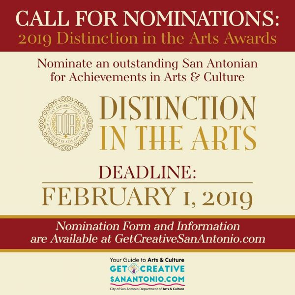 San Antonio Texas Nominations for 2019 Distinction in the Arts Awards