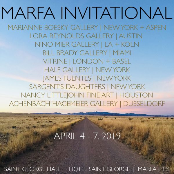Marfa Invitational Art Fair exhibitor list 2019