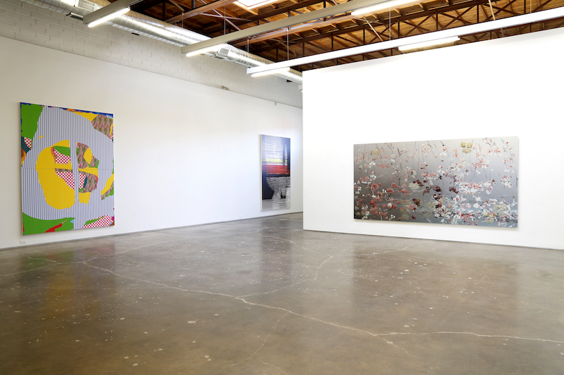 Installation view of Plugged-In Paintings at Site131, Dallas.