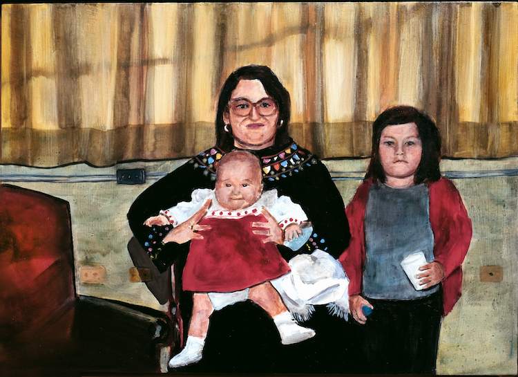 Ana Fernandez, Mom & Daughters, 2019, oil on panel, 10 x 14 inches