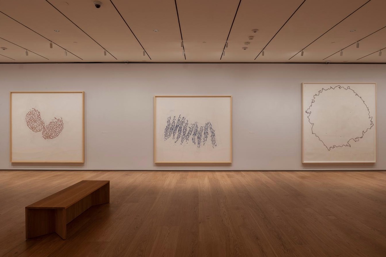 Installation view of Roni Horn's When I Breathe I Draw at the Menil Drawing Institute