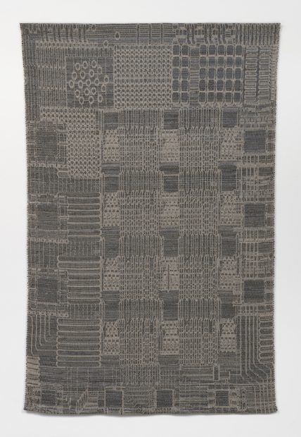Analia Saban, Tapestry (Optical Mouse, Computer Chip for Motion Detection, Xerox, 1980), 2018 