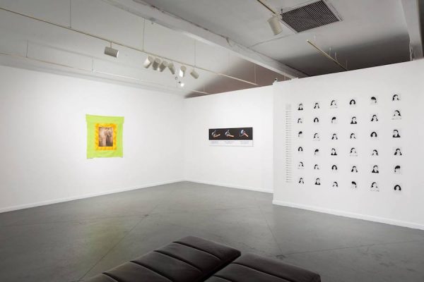 Installation view of Here, Ahora: Houston, Latinx, Queer Artists Under 30 at Art League Houston