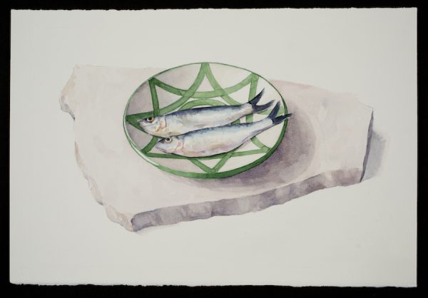 Carol Ivey, Sardines on Spanish Plate, 2019.