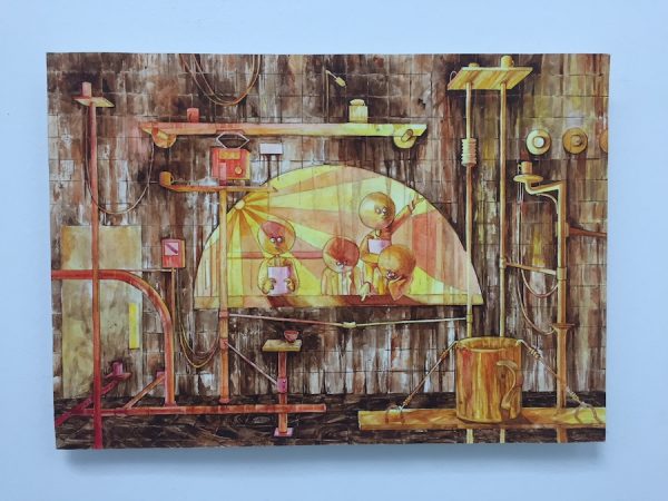 Cody Ledvina, Coffee Shaking Machine Lab, 2018. Watercolor on paper
