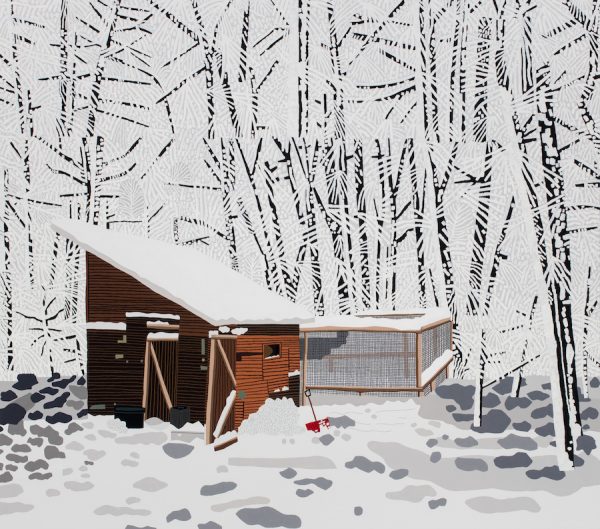 Jonas Wood, Snowscape with Barn, 2017