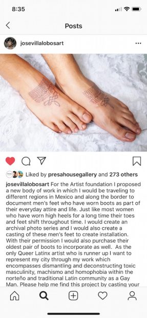 Screen shot of Jose Villalobos' Instagram