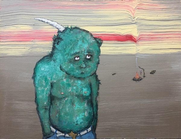 Jeff Gibbons, Earl lost in the desert, 2019. Paint on wood.