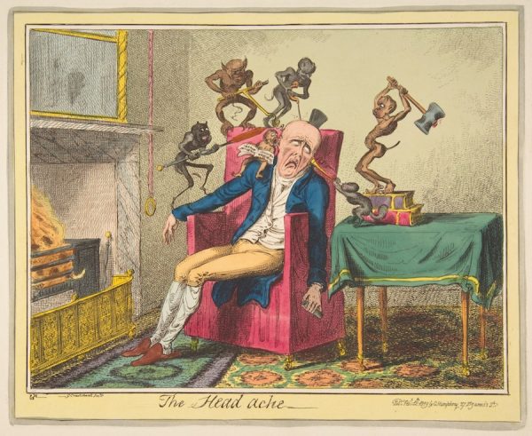 George Cruikshank (British, London 1792–1878 London), after Captain Frederick Marryat (British, 1792–1848), The Head ache, February 12, 1819