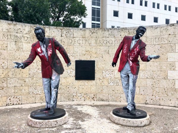 Statue of Four lies by the art guys at the university of Houston