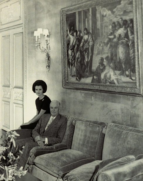 Mr. and Mrs. Wrightsman in their 820 Fifth Avenue apartment. They are seated beneath Christ Healing the Blind, an early El Greco, which they donated to the Met in 1978. Photo by Cecil Beaton, Vogue, October 1, 1966. 