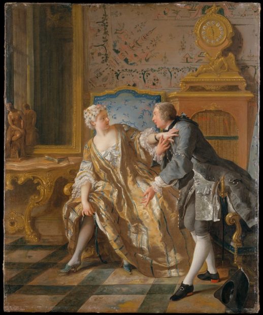 Jean François de Troy (French, Paris 1679–1752 Rome). The Garter, 1724. Oil on canvas, 25 1/2 × 21 1/8 in. (64.8 × 53.7 cm). The Metropolitan Museum of Art, New York, Bequest of Mrs. Charles Wrightsman, 2019.