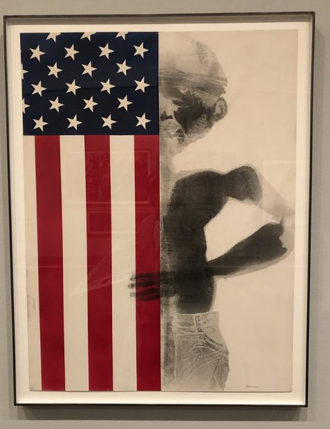 "Boy With Flag," Body Print and Silkscreen. David Hammons, American Born, 1943,Private Collection, Courtesy Tilton Gallery,NewYork