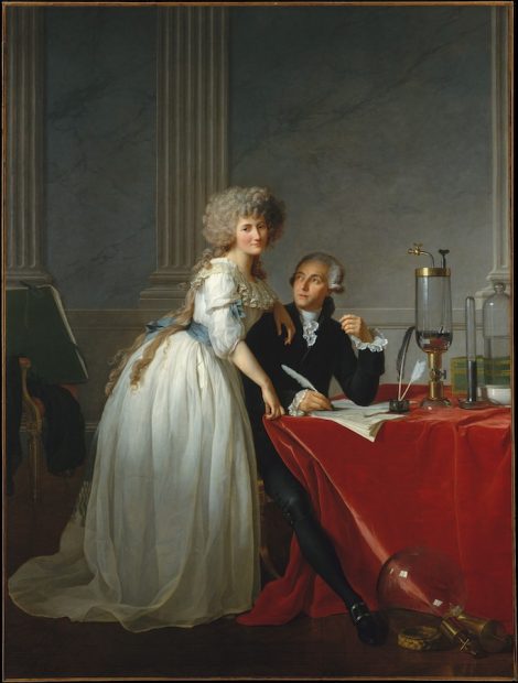 Jacques Louis David (French, 1748–1825). Antoine-Laurent Lavoisier (1743–1794) and His Wife (Marie-Anne-Pierrette Paulze, 1758–1836), 1788. Oil on canvas, 102 1/4 x 76 5/8 in. (259.7 x 194.6 cm). The Metropolitan Museum of Art, New York, Purchase, Mr. and Mrs. Charles Wrightsman Gift, in honor of Everett Fahy, 1977.